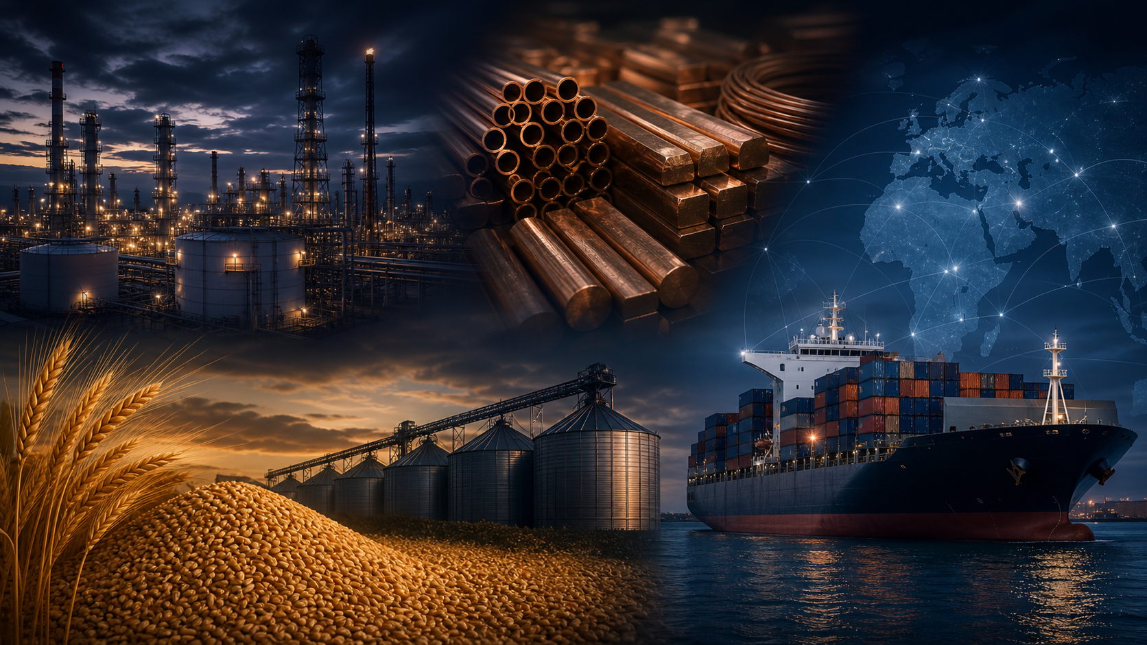 Energy, metals, agriculture, and shipping sectors
